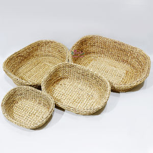 Panier pour animaux de compagnie en jacinthe d'eau écologique tendance, lit ovale pour chien et chat avec doublure - Product Image 5