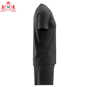 Conjunto de camiseta y pantalones cortos de fútbol para hombre, de poliéster negro, cuello en V, transpirable, uniforme para adulto, detección de agujas - Product Image 3