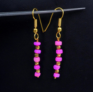 Pink Opal Earrings, 925 <b>Silver</b> & 14k Gold, Ethiopian Gemstone - Product Image 3