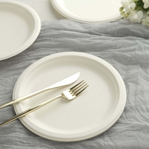 Compostable Event Snack <b>Plates</b> 6 Inches Round <b>Plates</b> Sugarcane Bagasse <b>Disposable</b> Catering Fast Food and Sweet Dishes <b>Plates</b> - Product Image 1