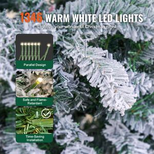 Albero di Natale Artificiale Innevato da 2,3 m con 550 Luci LED Bianche e 1346 Punte di Rami per un Esposizione Festiva Realistica - Product Image 4