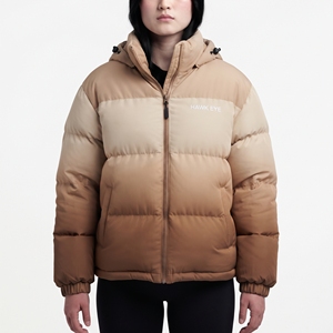 Chaqueta Acolchada con Capucha para Mujer, Diseño Color Block, Relleno de Poliéster, Abrigo Cálido de Invierno, Manga Larga, Largo Regular - Product Image 1