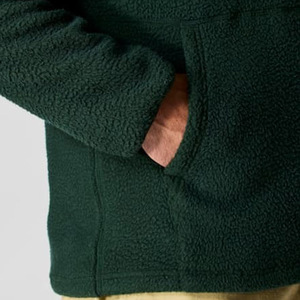 Pull en molleton à col zippé vert foncé pour homme, coupe classique, coupe-vent, vêtements décontractés d'automne - Product Image 4