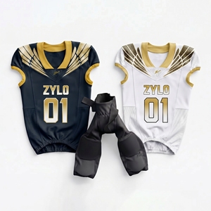 Uniforme de football américain pour hommes de haute qualité, maillot personnalisé avec logo et numéro, équipement d'entraînement respirant en polyester, kit complet, commande en gros - Product Image 4
