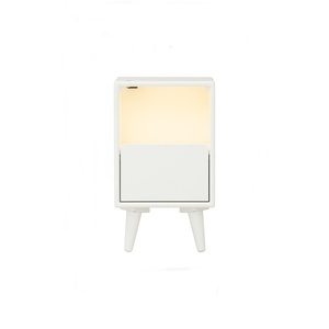 Modern Nordic Style White Bedside <b>Table</b> with Open Cubby and Single Drawer Modern Bedroom Accent <b>Table</b> Solid Wood Leg <b>Side</b> <b>Table</b> - Product Image 5