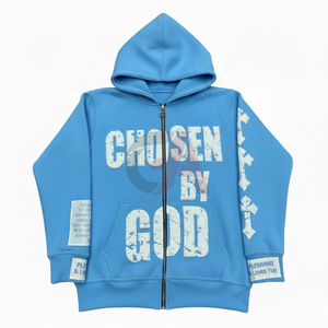 Nouvelle Arrivée 2026 – Sweat à Capuche Zippé Homme Effet Délavé, 100% Coton Molletonné Imprimé, Grammage Lourd, Confortable - Product Image 1