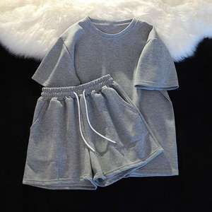 Ensemble 2 pièces pour femmes, t-shirt court et short, hiver, uni, grande taille, confortable, 100% coton, logo personnalisé, plusieurs couleurs, séchage rapide - Product Image 3