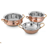 Casserole en cuivre de qualité supérieure avec finition martelée et poignée dorée, poêle à frire durable antiadhésive pour la cuisson des casseroles