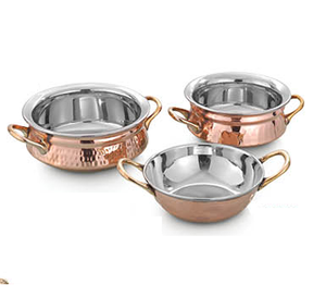 Premium Copper Sauce <b>Pan</b> with Hammered Finish and Golden Handle Durable Non-Stick Frying <b>Pan</b> for Cooking Casserole - Product Image 1