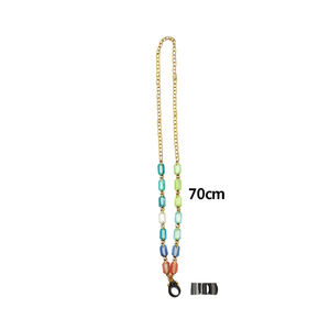 Collana con perline Z Line Fashion, catena placcata oro da 70 cm con pietre colorate, accessorio gioiello da donna - Product Image 2