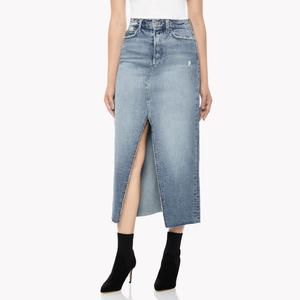 Custom Summer High Quality Wholesale Fashion Ladies <b>Split</b> Long Design Button Front Long Women Denim <b>Skirt</b> With <b>Split</b> - Product Image 3