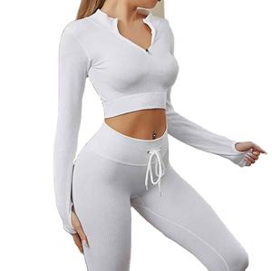 Conjuntos de yoga y fitness para mujer al por mayor, de secado rápido, transpirables, con cordón ajustable, ropa de gimnasio, conjunto deportivo para correr y yoga para mujer - Product Image 1