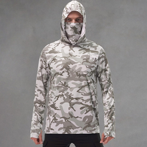 Best Sale Men's Fishing <b>Shirts</b> with Mask UPF 50 Polyester Quick Dry Outdoor Lightweight Long Sleeve <b>Hooded</b> - Product Image 3