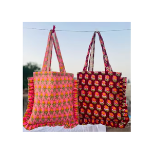 Handmade Eco Cotton Shoulder <b>Bag</b> Vibrant Block Print Design, Spacious, Durable, Perfect <b>Gift</b> for Women - Product Image 1