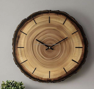 Horloge murale en bois 3D vintage ronde décorative pour la maison, grands chiffres faciles à lire, alimentée par piles, 12 pouces - Product Image 3