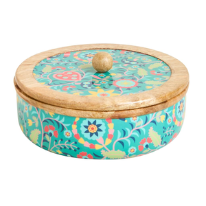 Mango Wood Round Chapati Box Roti Casserole With Lid For Kitchen <b>Dining</b> <b>Table</b> Decorative Serving Food Case - Product Image 1