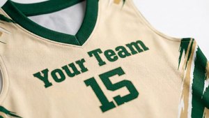 Conjunto de Uniforme de Baloncesto Reversible para Hombre, Sin Mangas, Cuello en V, Transpirable, de Poliéster, Verde y Dorado, con Número de Equipo - Product Image 5
