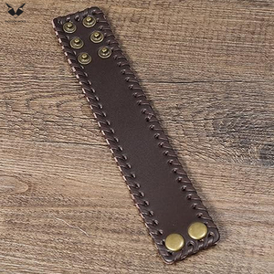 2026 Genuine Leather Wide Cuff <b>Bracelet</b> For Men Women Vintage Braided Edge Wristband <b>Adjustable</b> Punk Rock Biker Bangle - Product Image 6