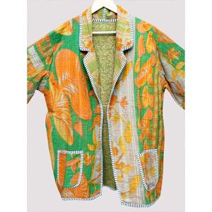 Chaqueta Blazer de Algodón con Estampado Floral, Tejida y Transpirable para Mujer, Cuello en V, Bolsillos con Parche, Manga Larga, Ecológica, para Primavera - Product Image 2