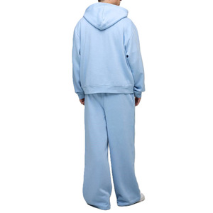 Ensemble de survêtement molletonné pour hommes, coupe ample, avec fermeture éclair, style streetwear minimaliste, sweat à capuche, fournisseur OEM - Product Image 3