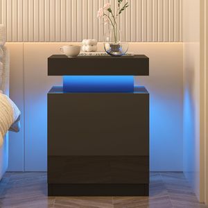 Set di 2 Comodini Moderni a LED da 15 Pollici con Superficie Lucida, Eleganti Tavolini da Notte - Product Image 2