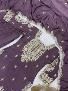 Robe ethnique moderne de créateur la plus expansive pour adultes, tissu lourd en faux georgette, tenue de mariage, costume Sharara - Product Image 2