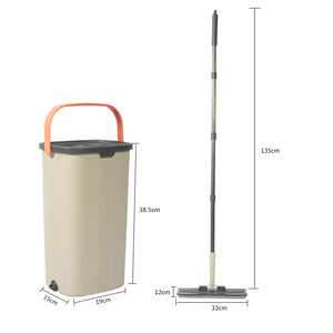 HOLAMOPA Ensemble serpillière plate auto-essoreuse mains libres et seau avec tampons en microfibre pour le nettoyage des sols en bois dur et stratifiés - Product Image 2