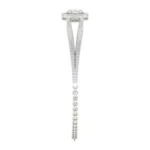 EtherStar Jewels 1.44 CTW Lab Grown Brilliant Cut E Color Diamond Chain Bracelet 18K <b>Solid</b> <b>Gold</b> Split Halo Cluster Women's IGI - Product Image 4