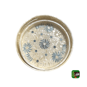 Bandeja de Servir Rectangular de Nácar con Mosaico Floral Hecho a Mano, Bandeja Decorativa de Nácar Ecológica de Lujo Hecha a Mano - Product Image 2