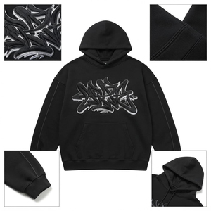 Custom Men's Oversized Drop Shoulder Hoodie Jogger Tracksuit Streetwear Custom Printing <b>Embroidery</b> Private Label Manufacturer - Product Image 2