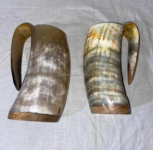 Tasse en corne de buffle naturelle de haute qualité avec poignée de haute qualité pour la bière vin hydromel/chope en corne à boire par FWE - Product Image 6