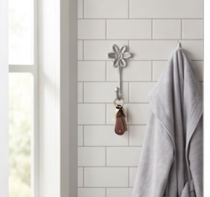 Elegant Silver Metal Flower Wall <b>Hooks</b> Perfect <b>For</b> Bathroom Kitchen Bedroom Clothing Hangers And Stylish Home Organization - Product Image 3