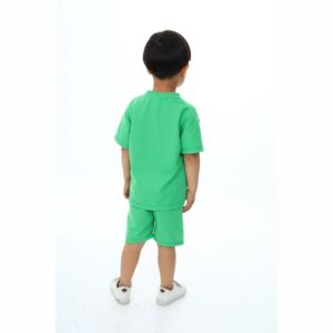 Ensemble vêtements enfant fille et garçon, t-shirt à manches courtes et short, logo personnalisé, été, uni, 2 pièces - Product Image 3