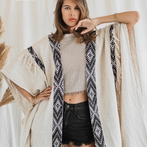 Vestido Kimono Tipo Poncho Bohemio Blanco para Mujer, Cárdigan para Festival, Túnica Hippie, Abrigo para Ceremonia, Vestido Gitano - Product Image 2
