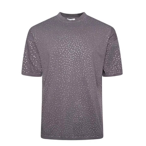 T-shirts en strass pour hommes, nouvelle collection, style streetwear, imprimés, design personnalisé, vente en gros - Product Image 1