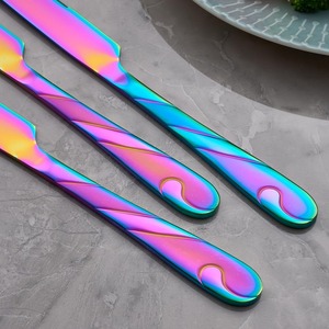 Ensemble de couverts en métal plaqué arc-en-ciel, vaisselle élégante pour fêtes, finition miroir haute brillance, passe au lave-vaisselle - Product Image 3