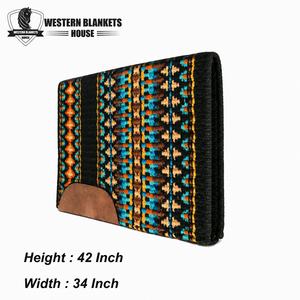 Tapis de selle équestre confortable Western Blankets House avec doublure en laine de Nouvelle-Zélande, 42x34 pouces, en polaire de laine - Product Image 1