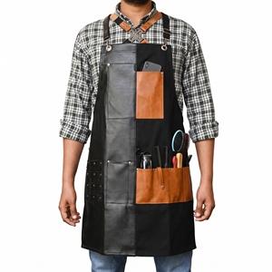 Delantal Profesional de Algodón para Estilista, con Múltiples Bolsillos, Diseño Cruzado Ajustable en la Espalda, para Barbería y Salón, Almacenamiento de Herramientas - Product Image 1