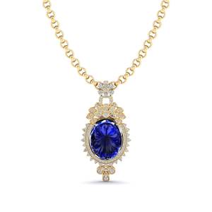 Colliers pendentifs REYES de haute qualité en or massif 14 carats, saphir bleu ovale de 24,6 carats avec moissanite, pour femmes - Product Image 2