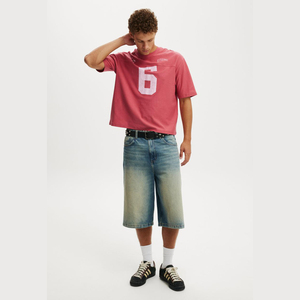 Camiseta unisex 100% poliéster con cuello en V, corte holgado, capa de malla, informal, manga corta, ajuste oversized, 240 gramos, tejido de punto, color liso, secado rápido - Product Image 5