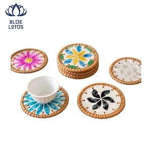 BEST-SELLER – Set de table et sous-verre en mosaïque de rotin tressé durable, résistant à la chaleur, pour décoration intérieure – Vente chaude - Product Image 1