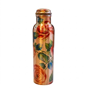 Pure Copper <b>Water</b> <b>Bottle</b> with Premium Meena Artwork Print 1 <b>Litre</b> Leak-Proof Seamless Ayurvedic Drinking Vessel Eco-Friendly - Product Image 5