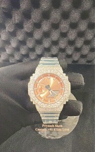 Hip Hop Style Custom Bezel Case Band <b>Watch</b> Iced Out Moissanite <b>Watch</b> Quartz Movement Round Dial Water Resistant Unisex - Product Image 5