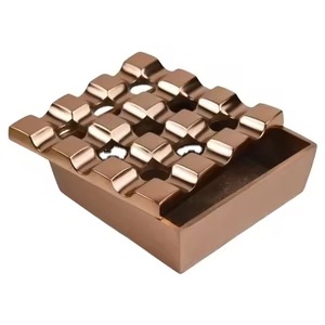 Copper Plated Square Shape Cigarette <b>Ashtray</b> For Office Livingroom Table Top Ash Containing Use Metal <b>Ashtray</b> & Container - Product Image 1