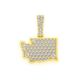 2026 Trending 10K <b>Solid</b> <b>Gold</b> Hip Hop Style Natural Stone Yellow <b>Gold</b> Plated Geometric Shape <b>Pendant</b> Necklace Washington Charm - Product Image 1