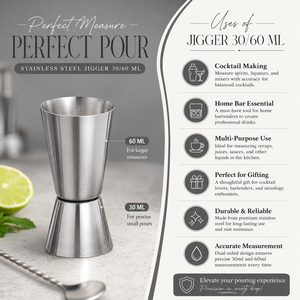 Jigger double doseur de cocktail en acier inoxydable 30/60 ml pour barman et bar à domicile - Vente en gros - Product Image 2
