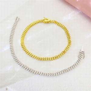 กำไลข้อมือเพชรทรงมาร์คีส์ชุบทองคำ 18K แบบคลาสสิก สำหรับผู้หญิง สวมใส่ได้ทุกวัน ดีไซน์แบบช่องฝังเพชร - Product Image 3