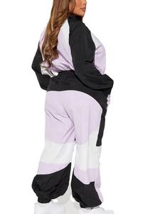 Survêtement pour femmes grande taille, couleur contrastée, fermeture éclair, imperméable, coupe-vent, décontracté, sportswear, respirant, léger, en nylon - Product Image 2