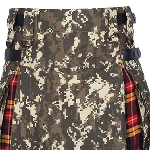 Kilt hybride camouflage pour homme avec doublure en tartan, imprimé numérique, polyester, coupe classique, vêtements européens pour adultes - Product Image 3
