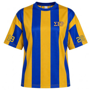 T-shirt rayé Sigma Gamma Rho Sorority, lettres grecques dorées et bleues, manches courtes, 1922, t-shirt décontracté respirant pour femmes - Product Image 4